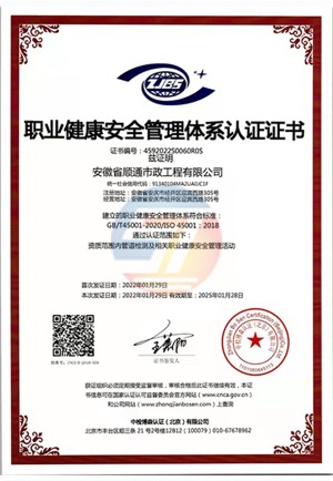 職業(yè)健康安全管理體系認(rèn)證證書